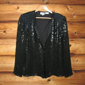 Vintage Black Silk Sequin Jacket